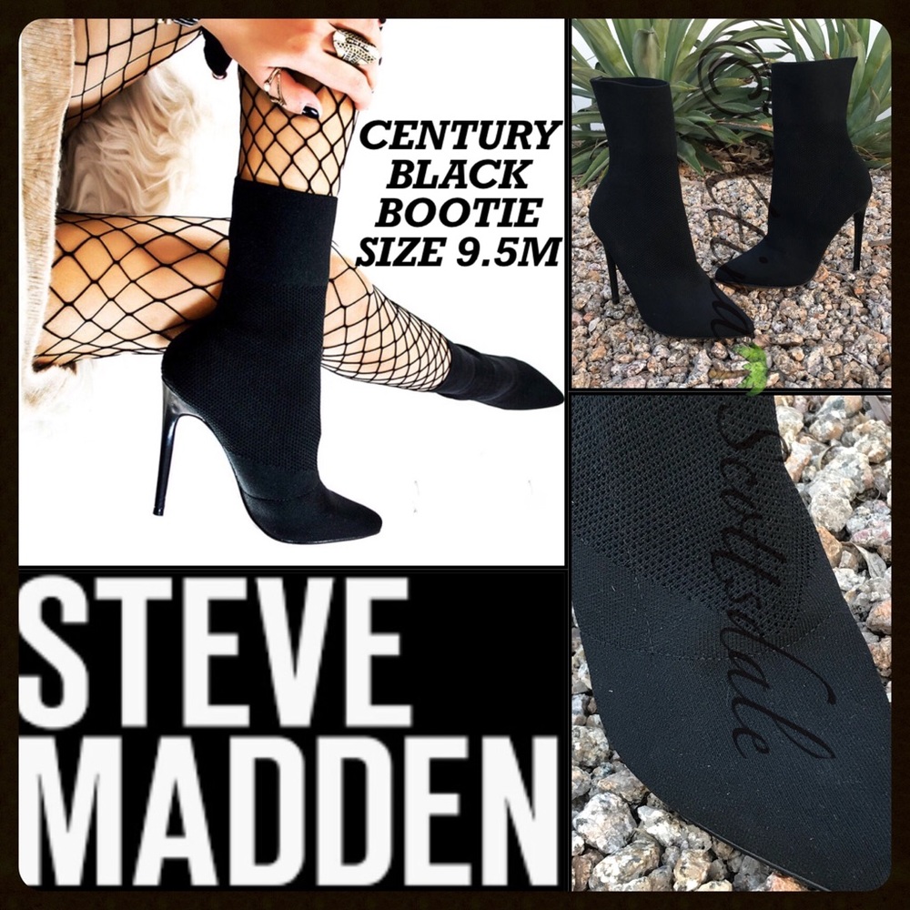 STEVE MADDEN ‘Century’ Black Woven Knit Bootie